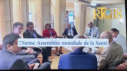 Minis sante piblik la Dr.  Alex Larsen prezante bilan patisipasyon'l nan 75èm asanble mondyal sante.