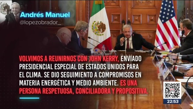 López Obrador se reúne con John Kerry para dar seguimiento a compromisos energéticos y ambientales