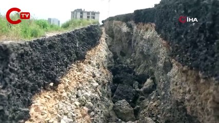 Site otoparkında heyelan meydana geldi