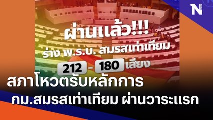 สภาโหวตรับหลักการ กม.สมรสเท่าเทียม ผ่านวาระแรก | เนชั่นกรองข่าว | NationTV22