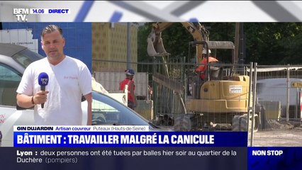 Gin est artisan dans le bâtiment et il travaille dehors malgré la canicule