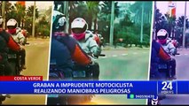 ¡Motociclistas imprudentes en la Costa Verde! Hacen maniobras peligrosas y desafían la muerte