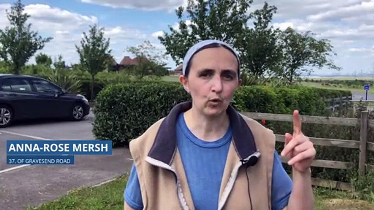 Anna-Rose Mersh explaining the accessibility issues with the roads outside of Thamesview Crematorium in Shorne