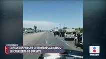 Cámara de tráiler graba a 30 sujetos armados en Guasave, Sinaloa