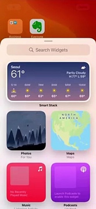 Set up the Evernote widgets on iOS