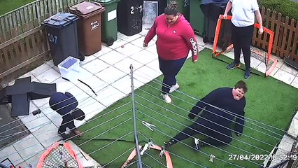 'Funny football fail shows boy falling over because of his brother '