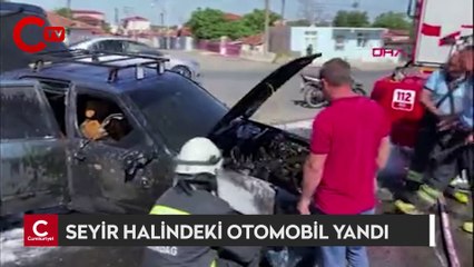 Tekirdağ'da seyir halindeki otomobil yandı