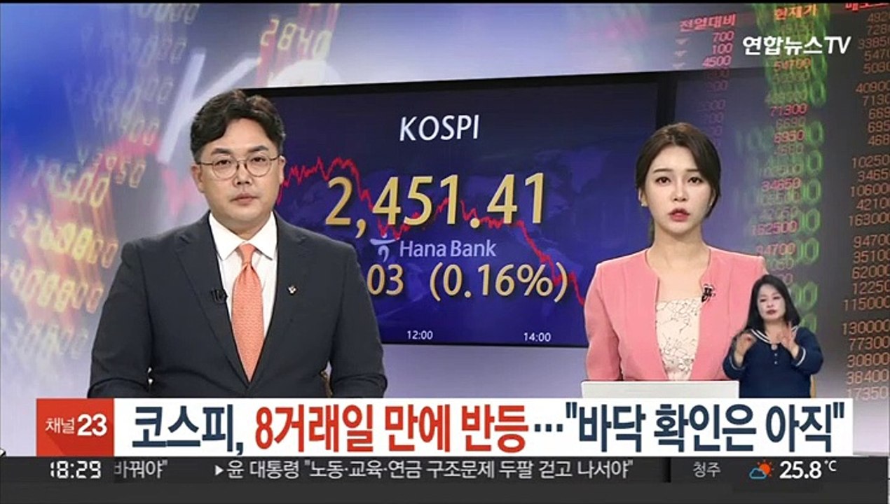 코스피, 8거래일 만에 반등…"바닥 확인은 아직"