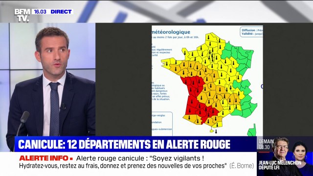 Canicule: 25 départements placés en vigilance orange, en plus des 12 en vigilance rouge