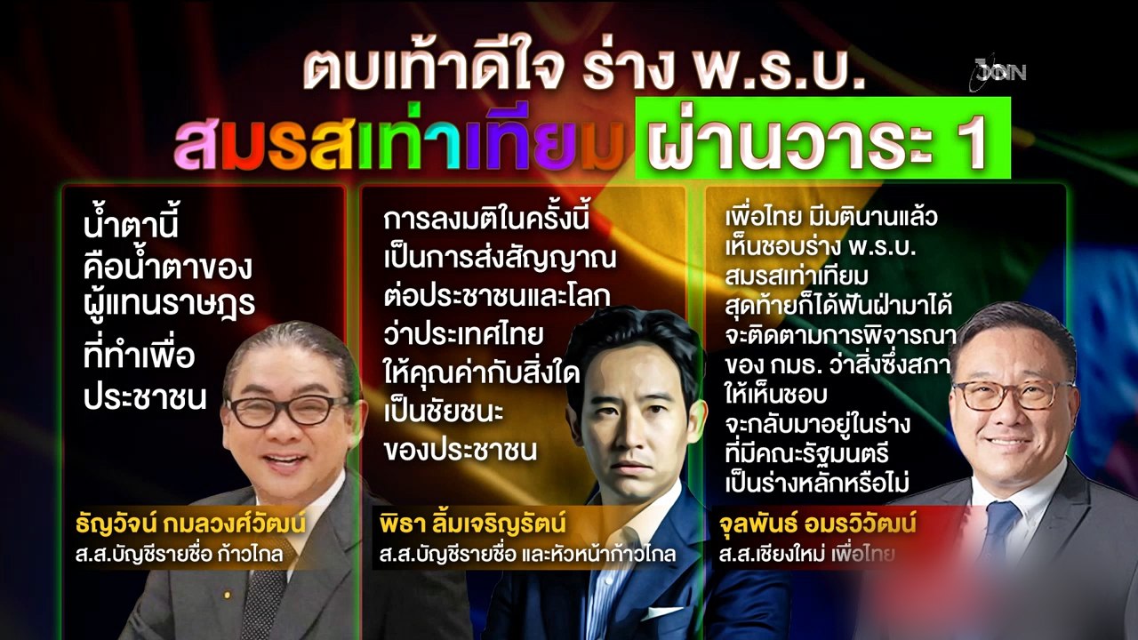 ตบเท้าดีใจ ร่าง พ.ร.บ. สมรสเท่าเทียม ผ่านวาระ 1 | ข่าวข้นคนข่าว | NationTV22
