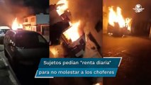 Presuntos extorsionadores incendian combi en Naucalpan