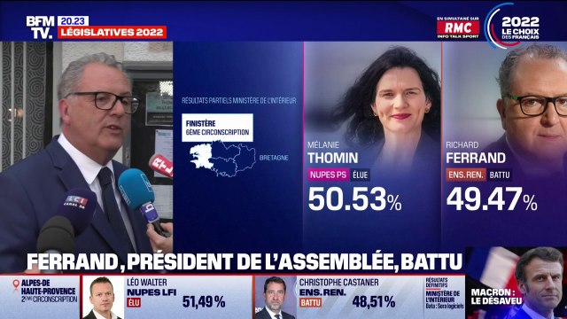 Législatives 2022: Richard Ferrand, président de l'Assemblée Nationale, battu par Mélanie Thomin (Nupes)