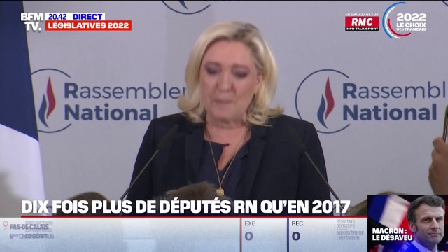 Marine Le Pen: Le peuple a décidé d'envoyer un très puissant groupe parlementaire de députés Rassemblement National à l'Assemblée, qui devient un peu plus nationale