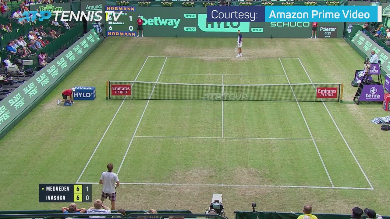 Baby interrupts Medvedev's serve