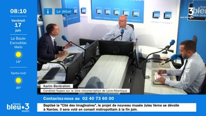 France Bleu Loire Océan - Débat législatives : revivez le face-à-face entre le candidat de la Nupes, Karim Benbrahim, et celui de la majorité présidentielle, Mounir Belhamiti- Partie 1