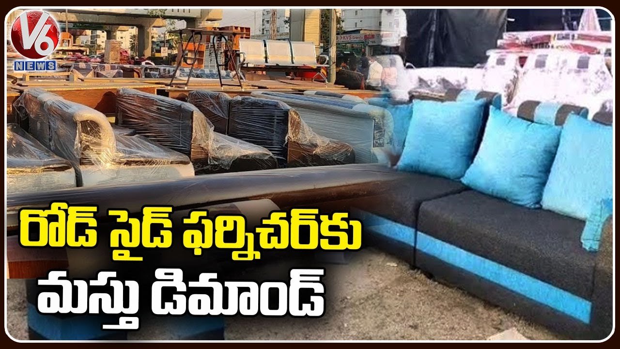 Middle Class People Show Interest To Buy Road Side Furniture _ Hyderabad _ V6 News