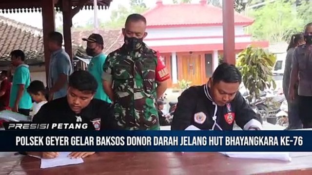 Dalam rangka HUT Bhayangkara Ke- 76, Polsek Geyer Menggelar Bakti Sosial Donor Darah, di Balai Desa Geyer