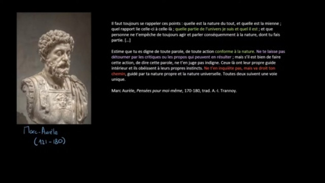 Philosophie - Marc Aurèle  Il faut saccorder avec la nature