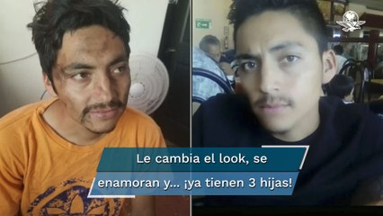 Mujer cambia de look a un hombre sin hogar y se enamora de él