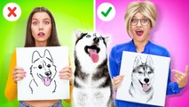 STUDENTS VS TEACHERS ART BATTLE Who Is Better Cool Painting Hacks And Tips By 123GO SCHOOL