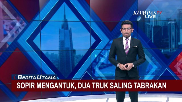 Diduga Sopir Mengantuk, 2 Truk di Lampung Saling Tabrakan