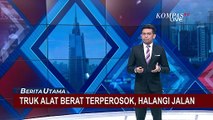 Diduga Sopir Tak Kuasai Medan, Truk Pembawa Alat Berat Terperosok di Sukabumi
