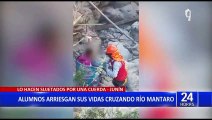 Junín: colegiales arriesgan sus vidas cruzando el río Mantaro