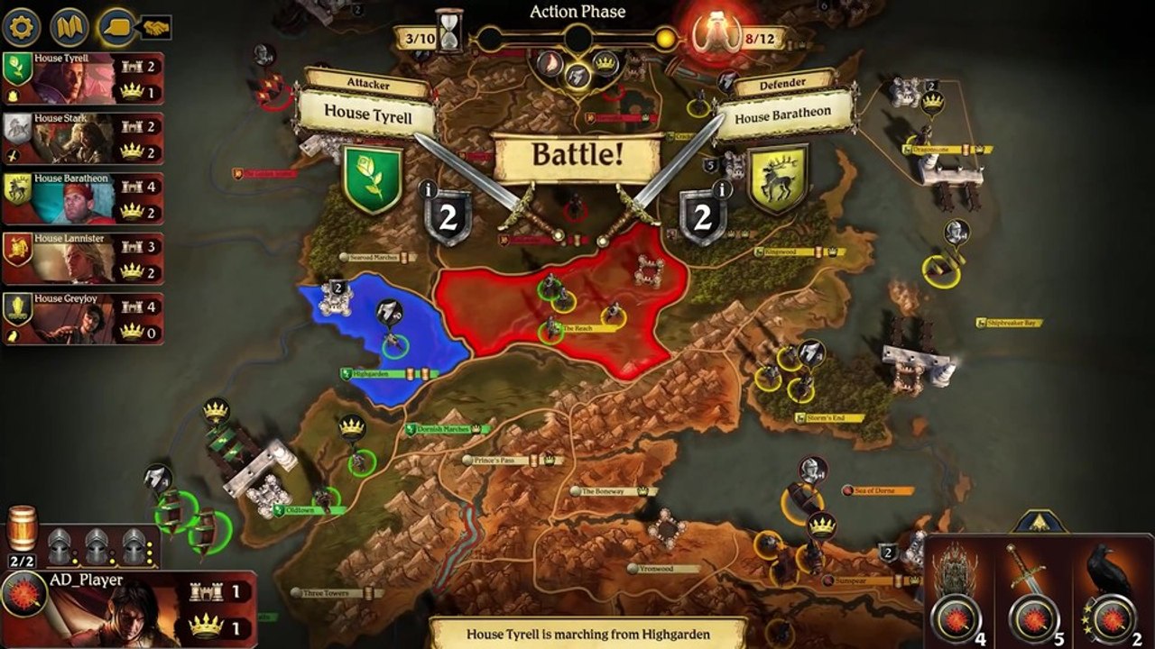 Game of thrones: the board game - gameplay aus dem digitalen brettspiel