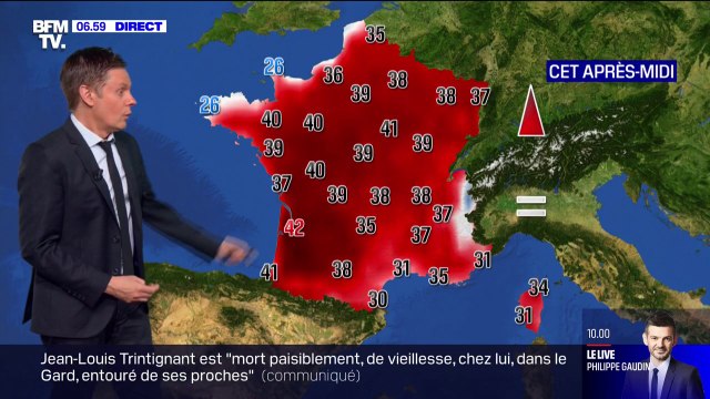 14 départements toujours en vigilance rouge ce samedi et des températures qui montent jusqu'à 42°C