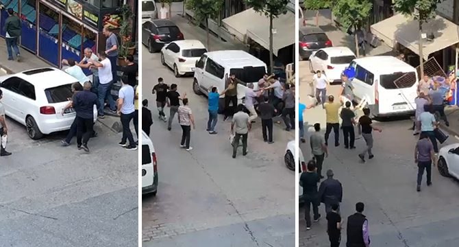 Esnafların park kavgasında ortalık savaş alanına döndü