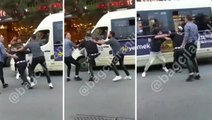 Sokak ortasında polis memuruna tekme tokat saldırı! O anlar saniye saniye kamerada