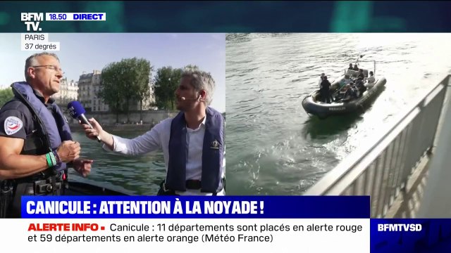 Canicule: la brigade fluviale de Paris observe des comportements à risques avec des personnes qui se baignent dans la Seine