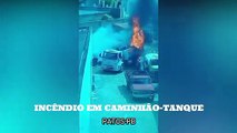 Caminhão-tanque pega fogo e fumaça assusta motoristas em Patos