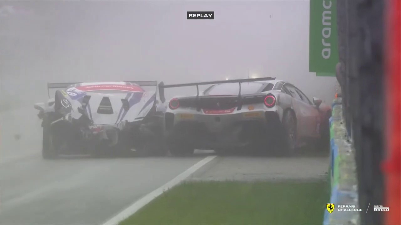 Ferrari Challenge North America Coppa Shell  2022 Montréal Race 1 Big Crash Under FCY