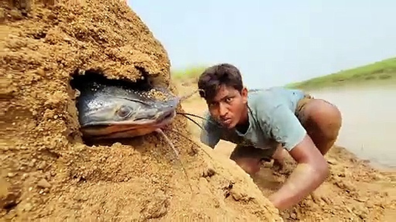 Top 10 Vide6    o Of Fishing! Big Fish Come Out From Underground River Dry Best Catching Experience #fish