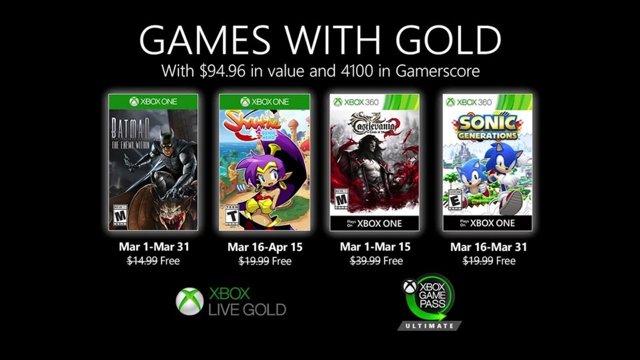 Xbox Games With Gold - Trailer zeigt Lineup für März 2020