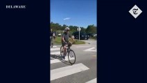 Joe Biden falls off bike while cycling in Delaware