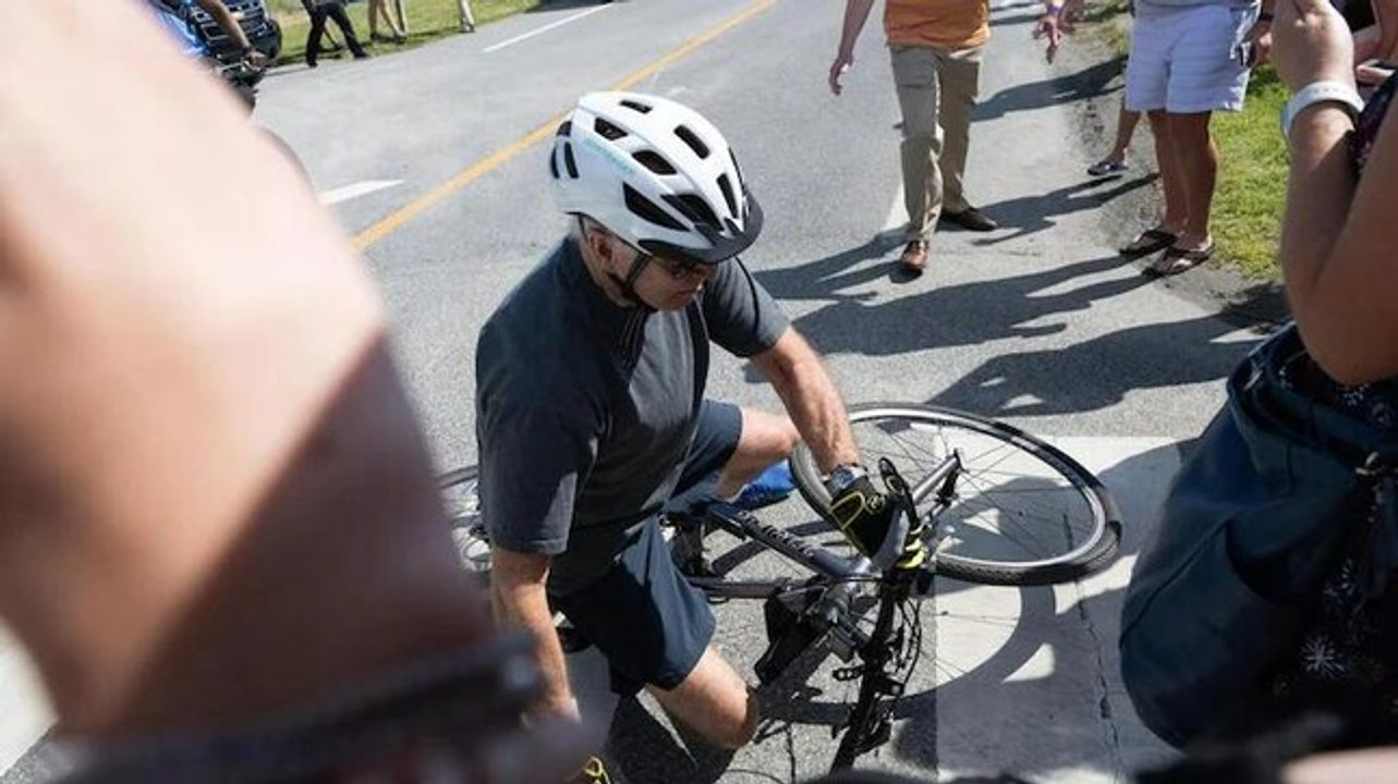 US President Joe Biden falls off bike, says 'I'm good'