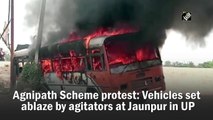 Agnipath Protest: Vehicles set ablaze by agitators at Jaunpur in UP