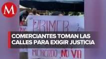 Comerciantes de San Andrés Tuxtla protestan tras el asesinato de lider comerciante