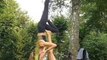 Couple Practices Acro Yoga Moves With Each Other