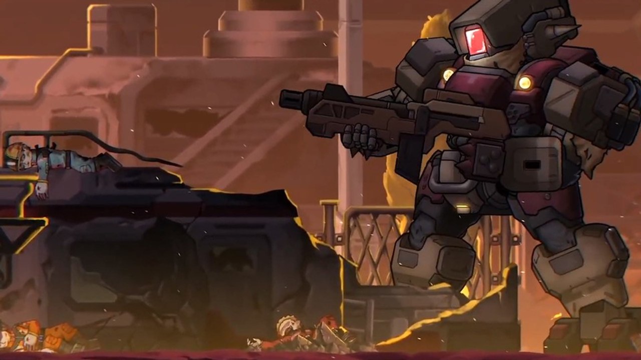 Hardcore mecha - gameplay-trailer voller 2d-mech-action