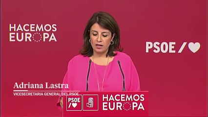 Adriana Lastra: "El Partido Socialista sigue liderando las encuestas nacionales"