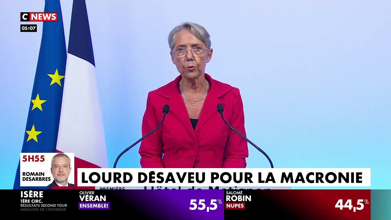 Législatives - Elisabeth Borne peut-elle rester à Matignon, malgré sa réélection hier soir à son poste de députée ? Est-elle la Première Ministre idéale pour construire une majorité ?