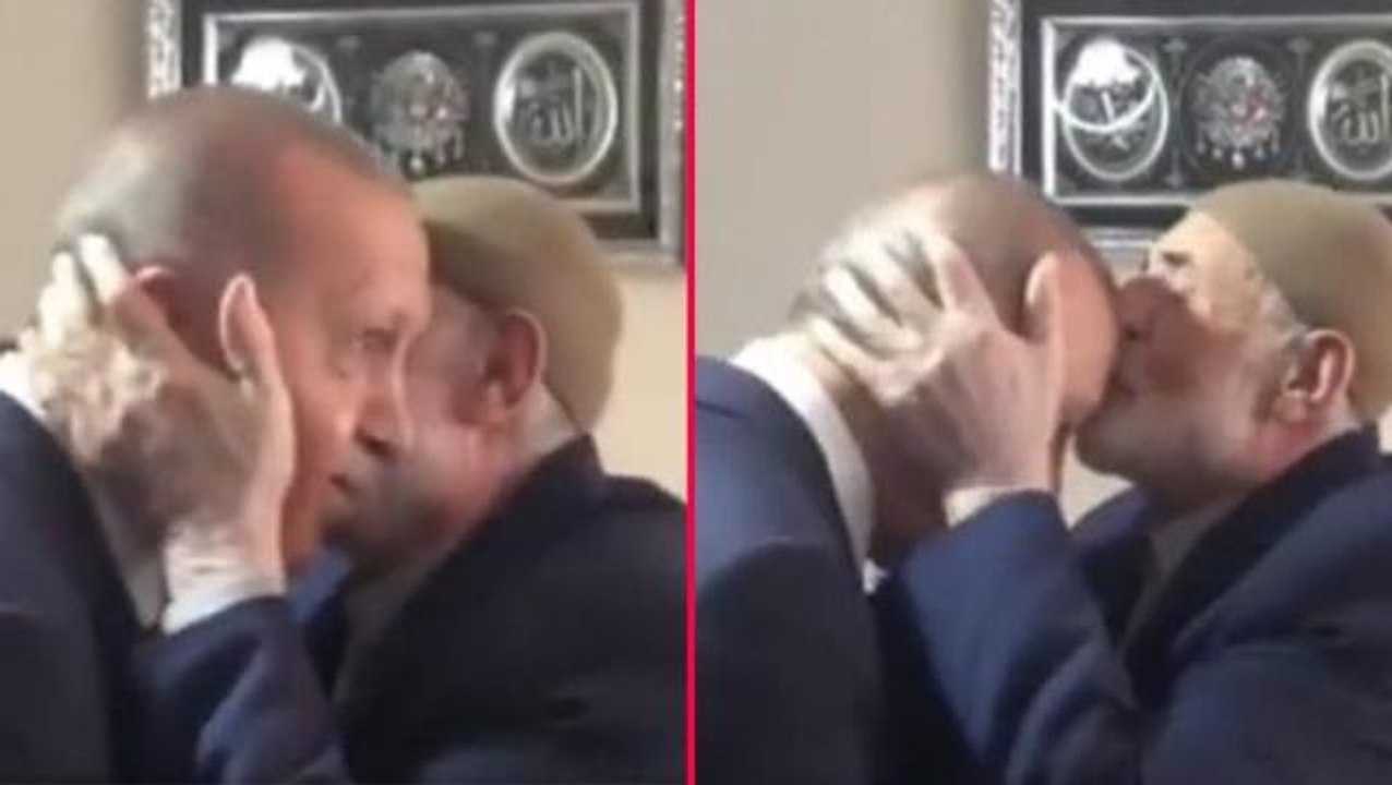 Ev ziyaretinde samimi anlar! Cumhurbaşkanı Erdoğan, elini öpmek isteyen yaşlı amcaya böyle takıldı: Alnımdan öp