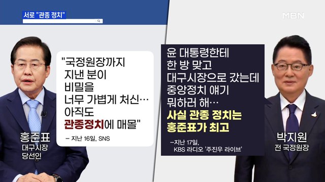 MBN 뉴스파이터-홍준표 vs 박지원, '관종 정치' 공방