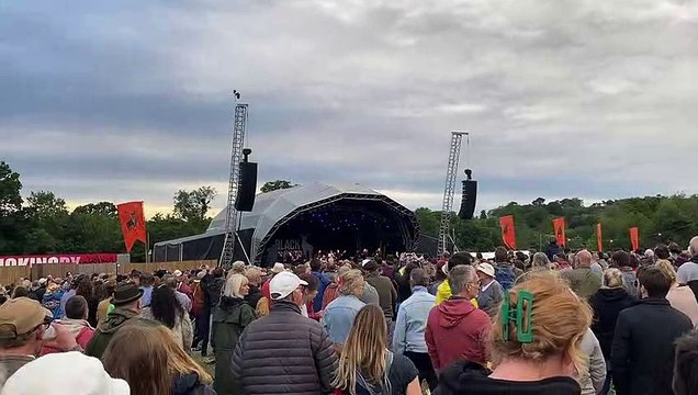 Van Morrison playing the harmonica on stage at the Black Deer Festival