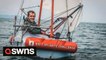 Daredevil dad takes to the water is his ONE-METRE-long boat to sail across the Atlantic