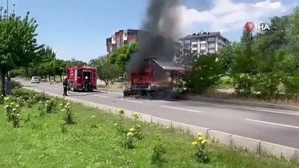 D100’de alev alev yanan kamyonet küle döndü