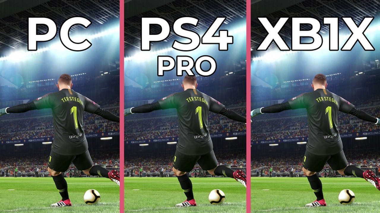 Pes 2019 - pc gegen ps4 pro und xbox one x im grafikvergleich